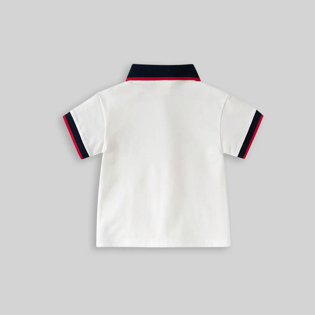 Boys White Solid Short Sleeves Polo T-Shirt Tshirts