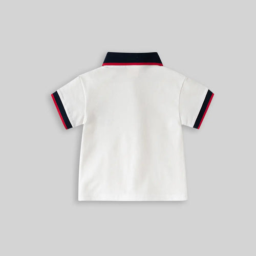 Boys White Solid Short Sleeves Polo T-Shirt Tshirts