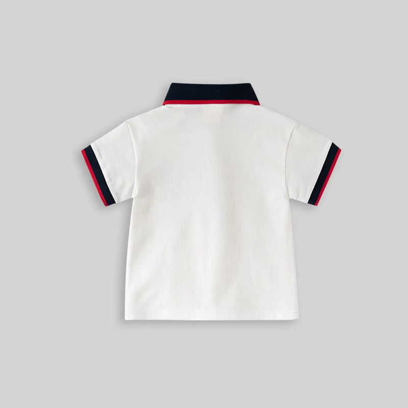 Boys White Solid Short Sleeves Polo T-Shirt Tshirts