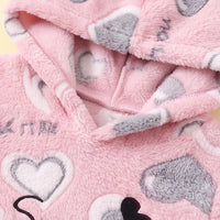 Girls Pink Heart Self-Design Hooded Sweatshirt Sweatshirts & Hoodies