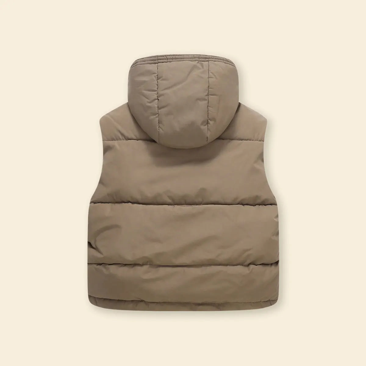Girls Brown Hooded Sleeveless Zip-up Puffer Vest Coats & Jackets
