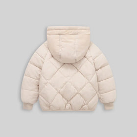 Boys Apricot Hooded Zip-up Puffer Jacket With Long Sleeves Coats & Jackets