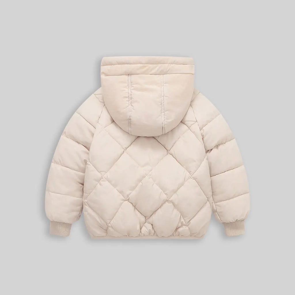 Boys Apricot Hooded Zip-up Puffer Jacket With Long Sleeves Coats & Jackets