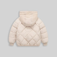 Boys Apricot Hooded Zip-up Puffer Jacket With Long Sleeves Coats & Jackets