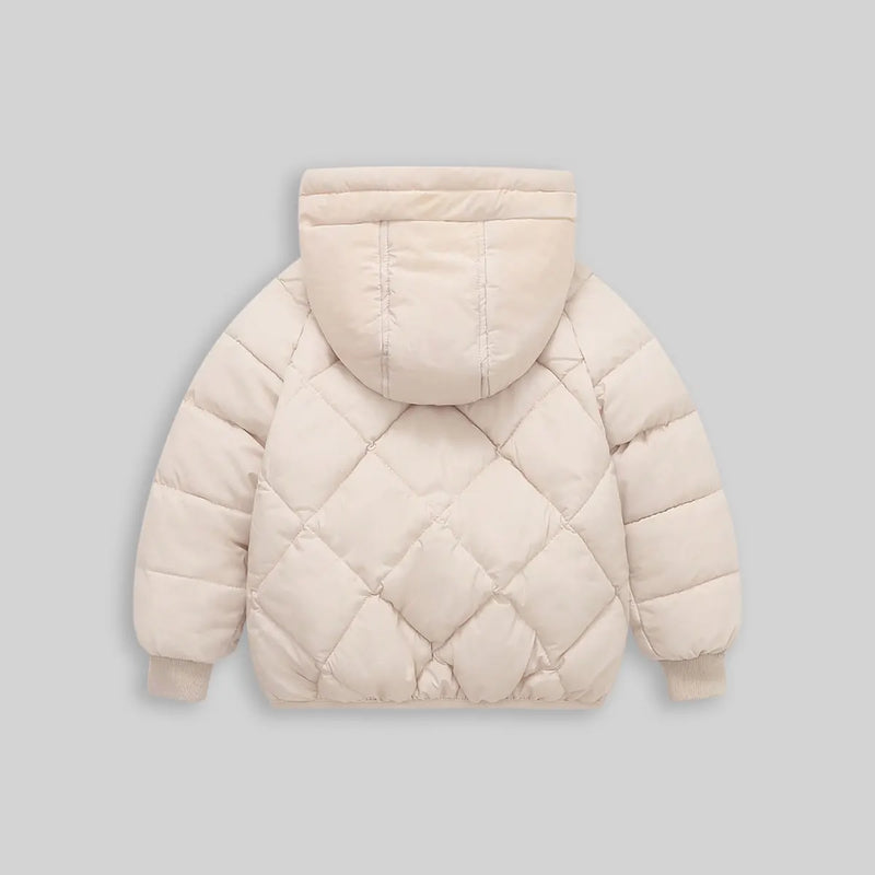 Boys Apricot Hooded Zip-up Puffer Jacket With Long Sleeves Coats & Jackets