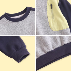 Boys Grey Colourblocked Long Sleeve Sweatshirt Sweatshirts & Hoodies