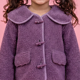 Girls Purple Textured Long Sleeve Jacket Coats & Jackets
