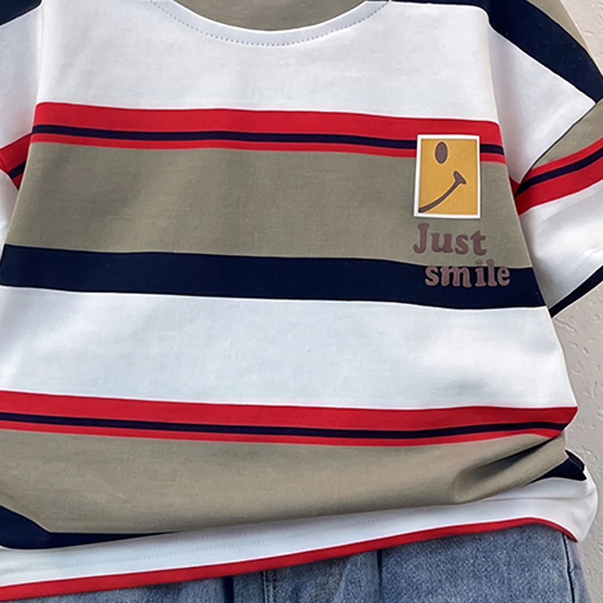 Boys Multicolour Striped Short Sleeve T-Shirt With Denim Shorts Sets 2 pc. Sets