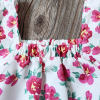 Girls Pink Floral Print Peplum Top With Cropped Pants Set Sets