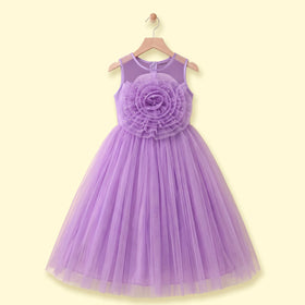 Girls Lavender Floral Applique Fit & Flare Party Dress Party Dresses Lavender 2-3 Y