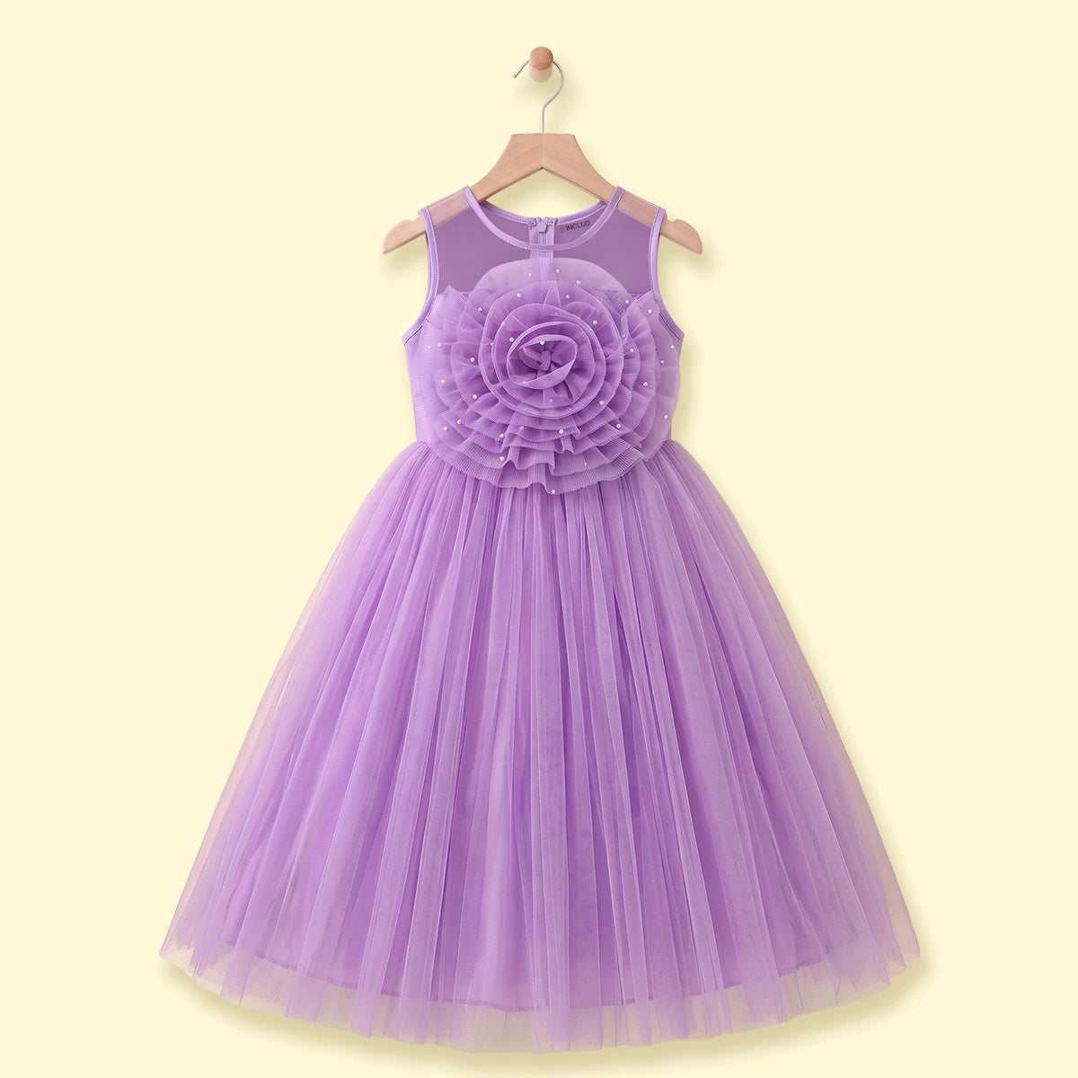 Girls Lavender Floral Applique Fit & Flare Party Dress Party Dresses Lavender 2-3 Y