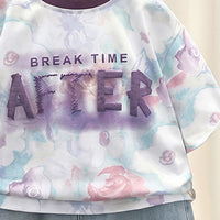 Boys Multicolour Typography Print Short Sleeve T-Shirt With Distressed Denim Shorts Sets 2 pc. Sets