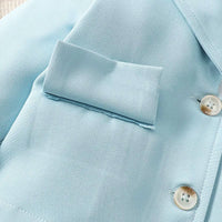Girls Light Blue Flower Applique Jacket With T-Shirt & Skirt Sets Sets