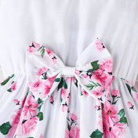 Girls White Floral Printed Fit & Flare Flutter Sleeve Dress Casual Dresses