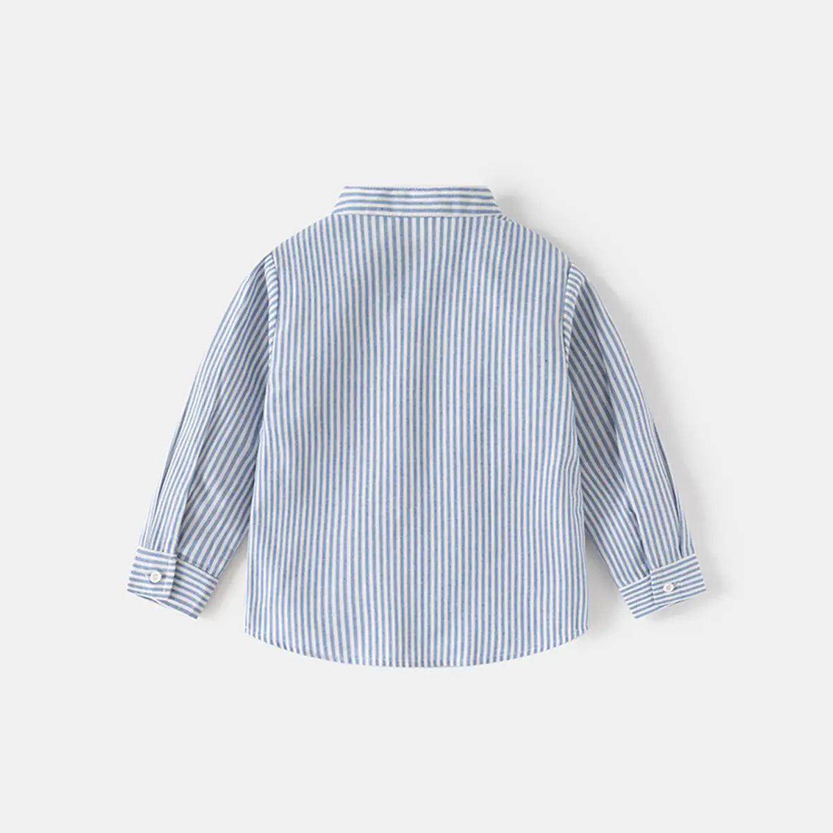 Girls Light Blue Stripes Long Sleeves Shirts With Mandarin Collar Shirts
