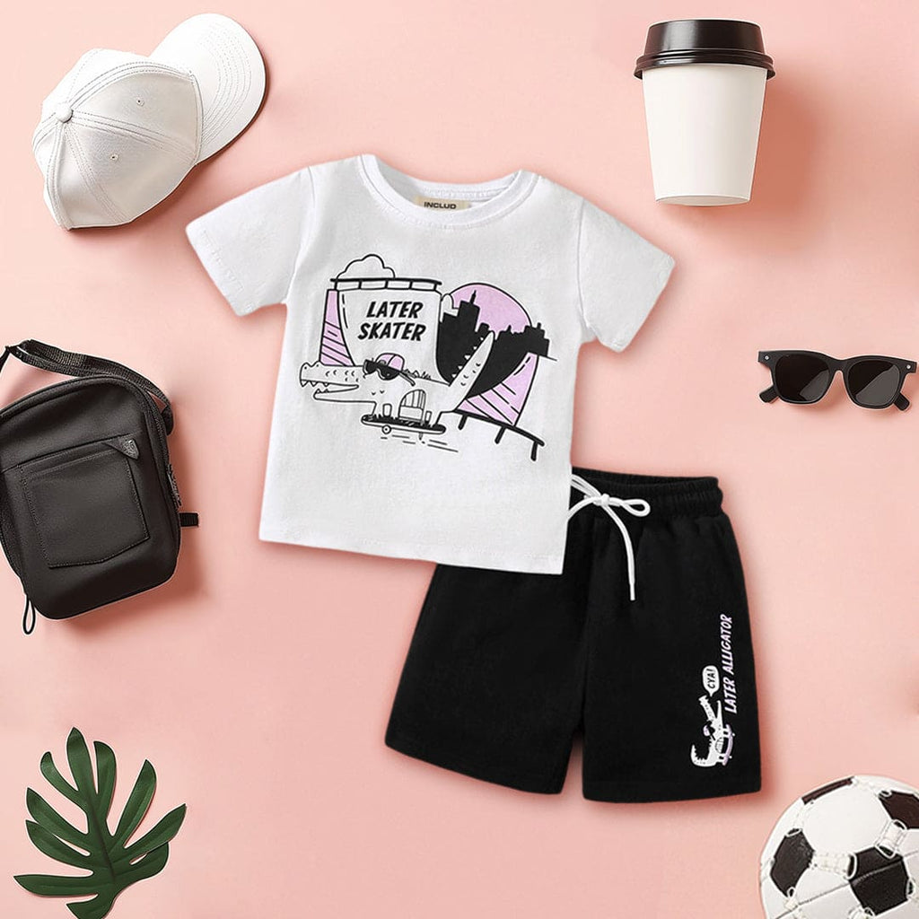Boys Short Sleeve Graphic T-Shirt With Shorts
