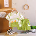 Boys Green Dinosaur Striped T-Shirt With Shorts Sets 2 pc. Sets Green 1-2 Y