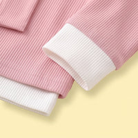 Girls Pink Ribbed Sailor Collar Overlay Top & Pants Co-ord Sets Sets