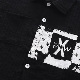 Boys Black Typographic Printed Short Sleeve Shirt With Elasticated Shorts Sets 2 pc. Sets