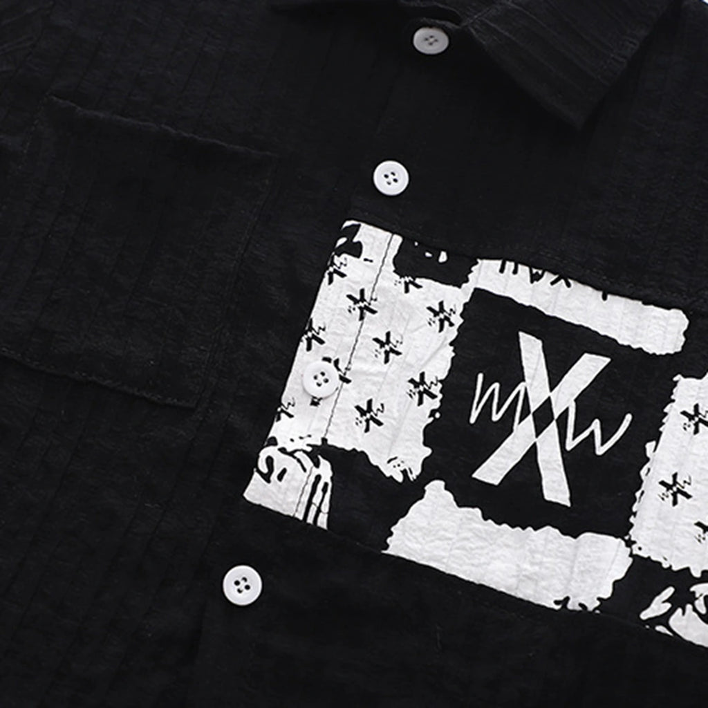 Boys Black Typographic Printed Short Sleeve Shirt With Elasticated Shorts Sets 2 pc. Sets