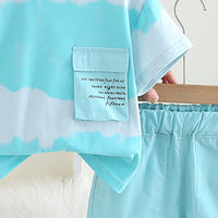 Boys Blue Printed T-shirt with Flap Pocket & Shorts Set 2 pc. Sets