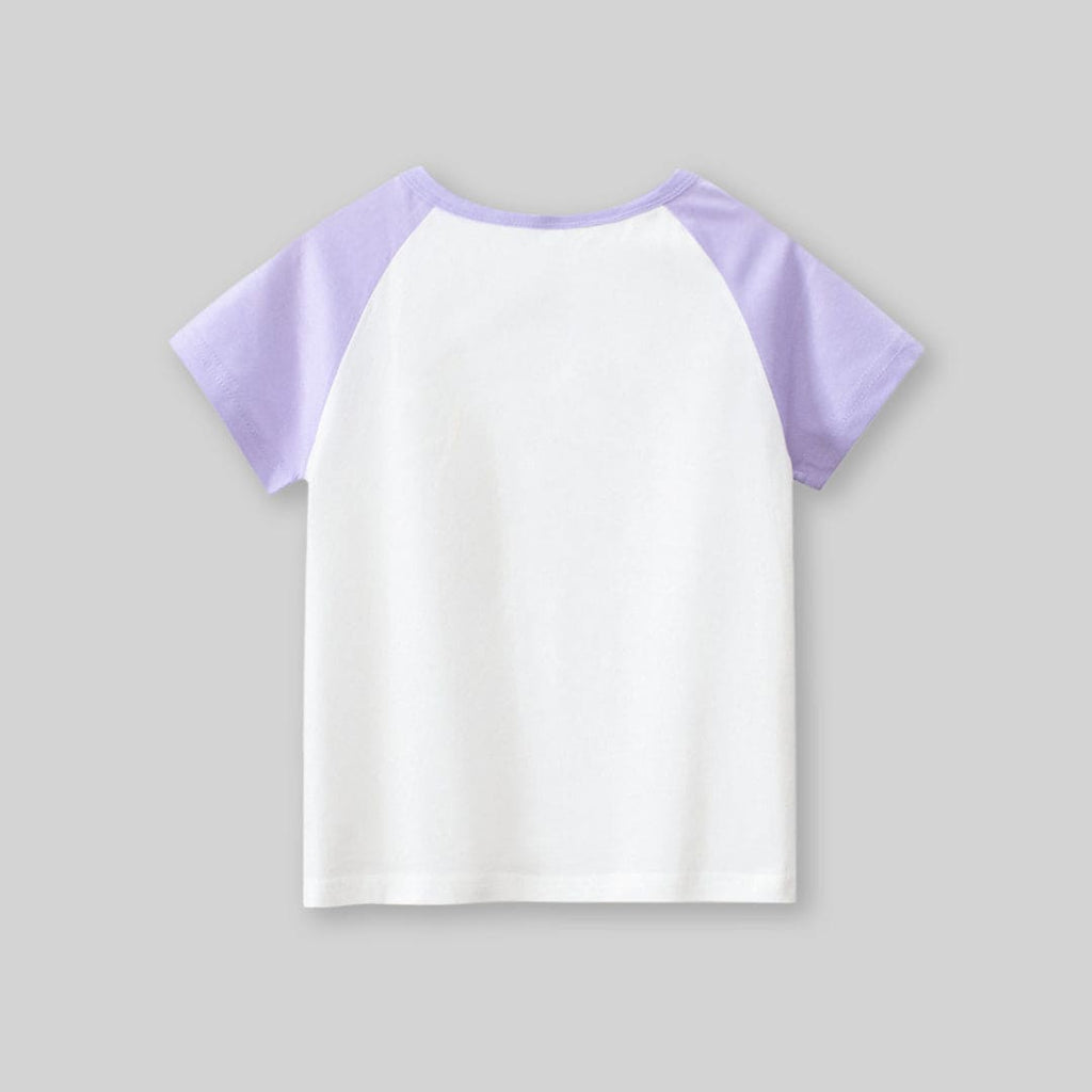 Girls Cartoon Print Short Sleeves T-shirt Tshirts   