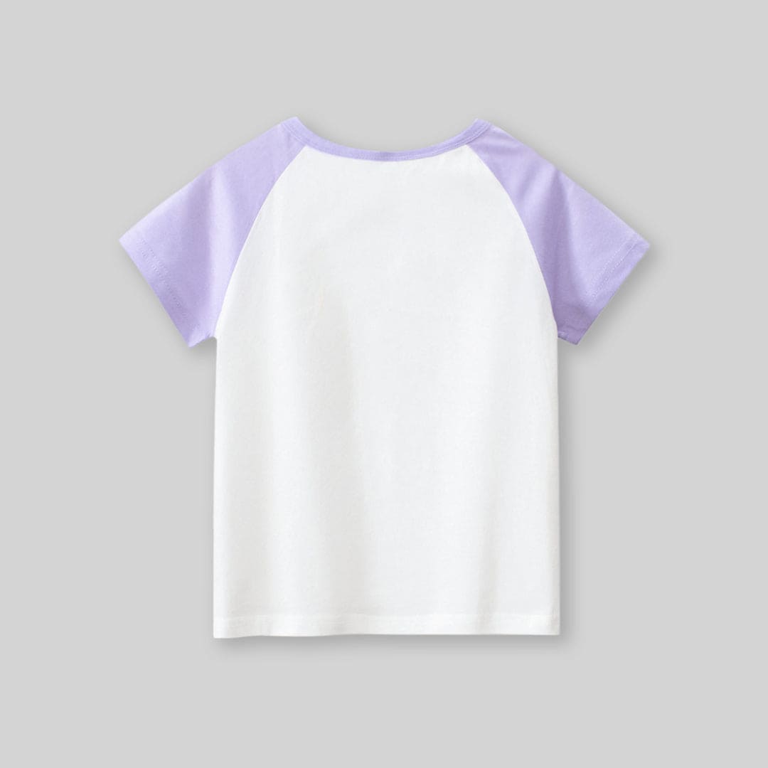 Girls Cartoon Print Short Sleeves T-shirt Tshirts   