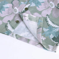 Boys Light Green Tropical Print Short Sleeve Shirt With Elasticated Shorts Sets Sets