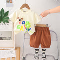 Boys Off White Flower Applique Short Sleeves T-Shirt With Shorts Set 2 pc. Sets Off White 1-2 Y