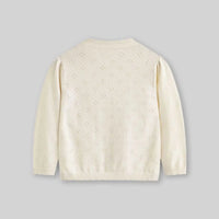 Girls Off White Strawberry Embroidered Long Sleeves Cardigan Sweaters & Cardigans