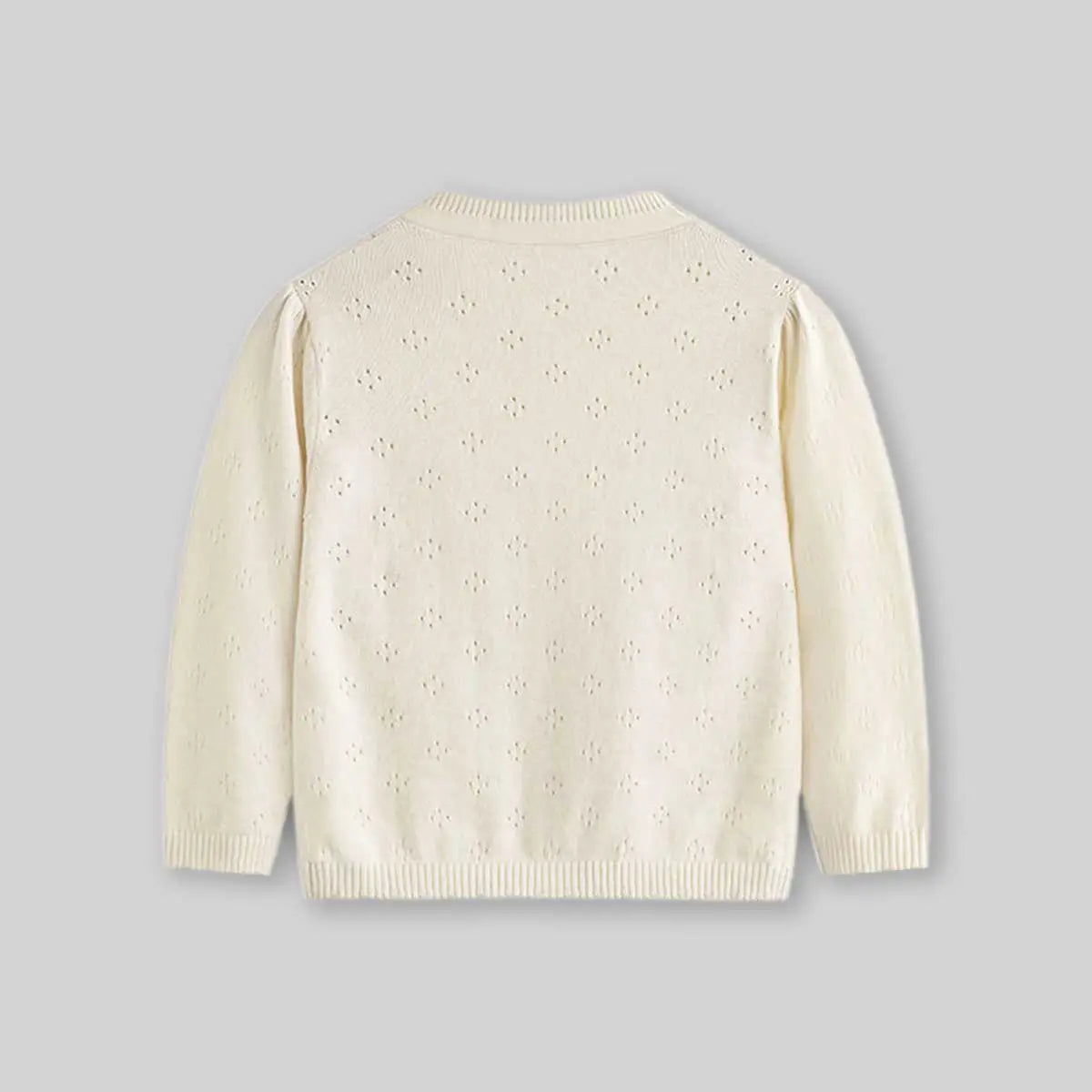 Girls Off White Strawberry Embroidered Long Sleeves Cardigan Sweaters & Cardigans