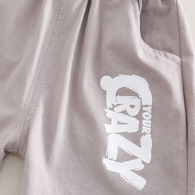 Boys Typographic Printed Contrast Pocket T-Shirt With Grey Shorts Set 2 pc. Sets
