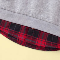 Boy Grey Faux Layered V-Neck Plaid Collared Sweater Sweaters & Cardigans