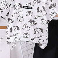 Boys Black Dog Printed Short Sleeves T-shirt With Shorts Set Sets