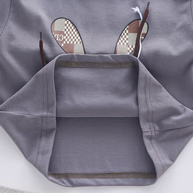 Boys Grey Tie-Up Applique Bunny Printed T-Shirt With Shorts Set 2 pc. Sets