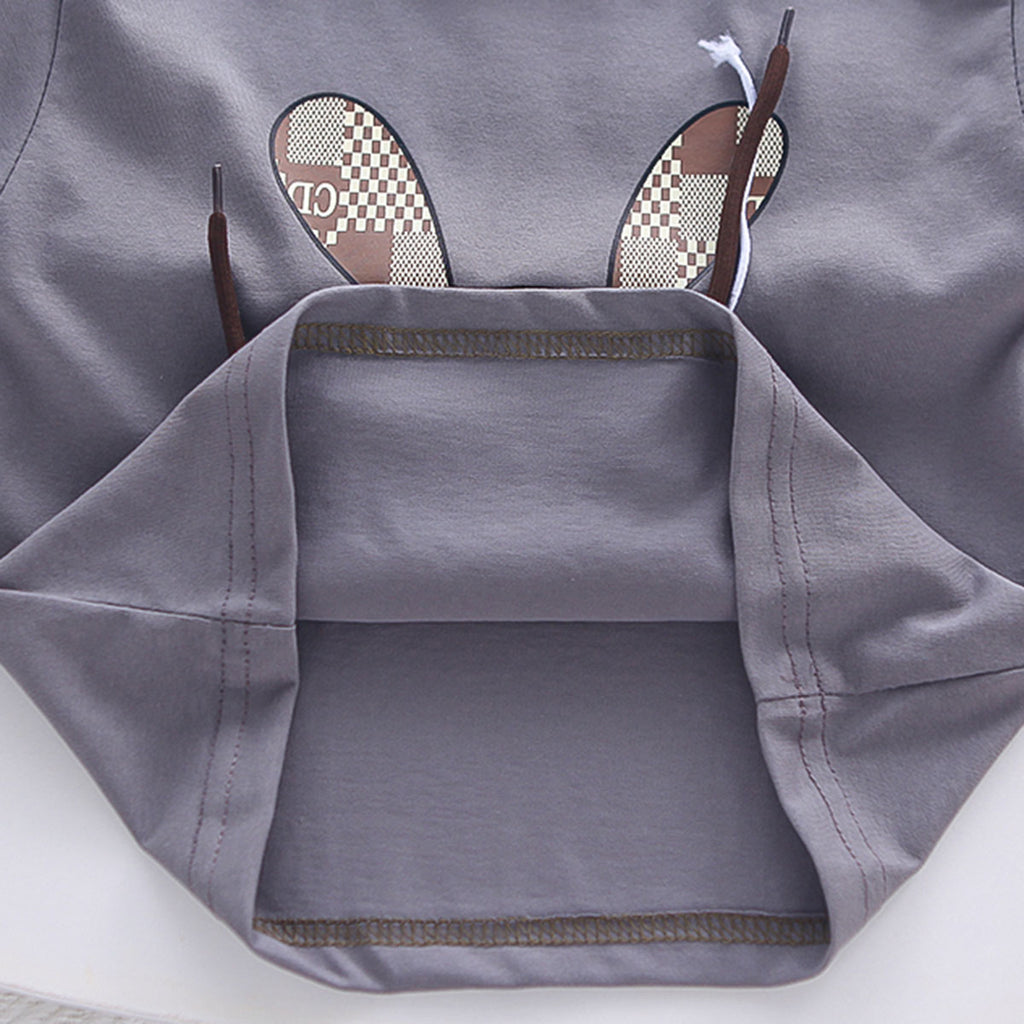 Boys Grey Tie-Up Applique Bunny Printed T-Shirt With Shorts Set 2 pc. Sets