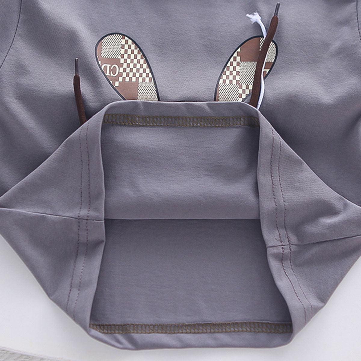 Boys Grey Tie-Up Applique Bunny Printed T-Shirt With Shorts Set 2 pc. Sets