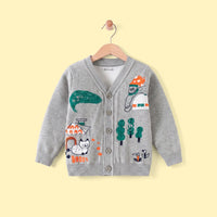 Boys Grey Self-Design Cardigan Sweaters & Cardigans Grey 2-3 Y