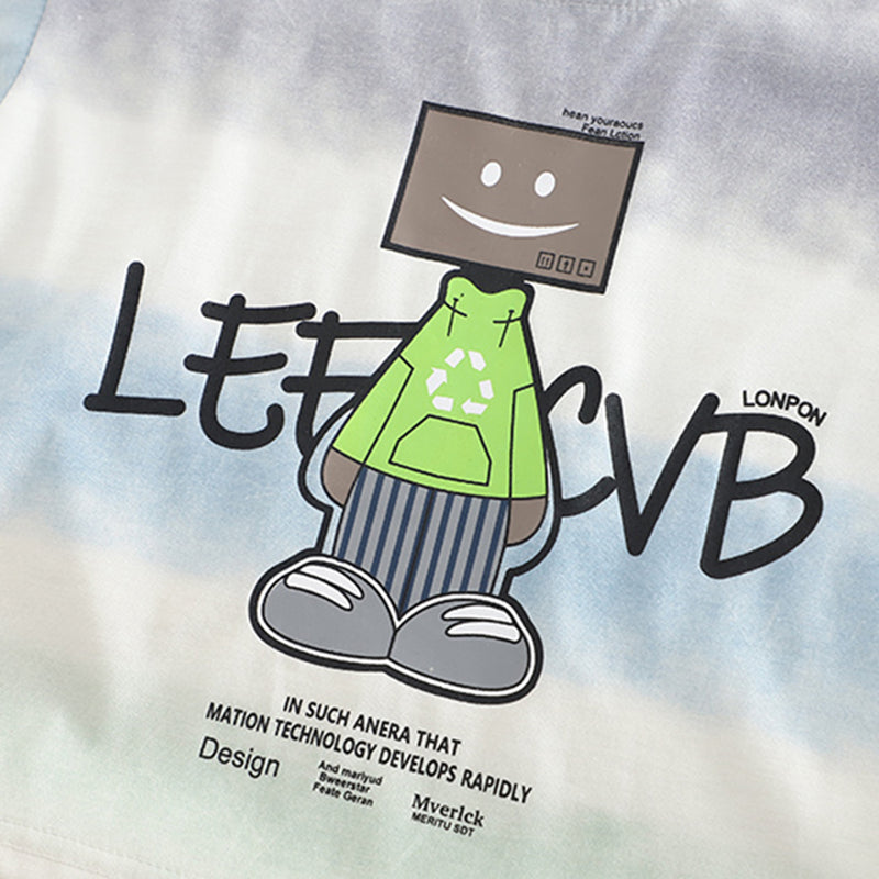 Boys Grey Robot Printed T-Shirt With Denim Shorts Set 2 pc. Sets