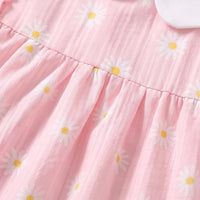 Girls Light Pink Floral Print Flutter Sleeve A-line Dress Casual Dresses