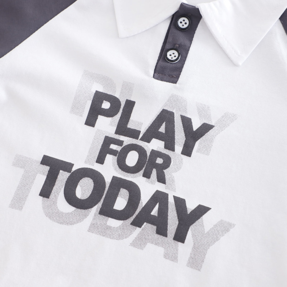 Boys Dark Grey Typographic Printed Short Sleeves Polo T-Shirt With Pants Set 2 pc. Sets