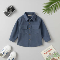 Boys Blue Corduroy Long Sleeves Shirts Shirts Blue 1-2 Y