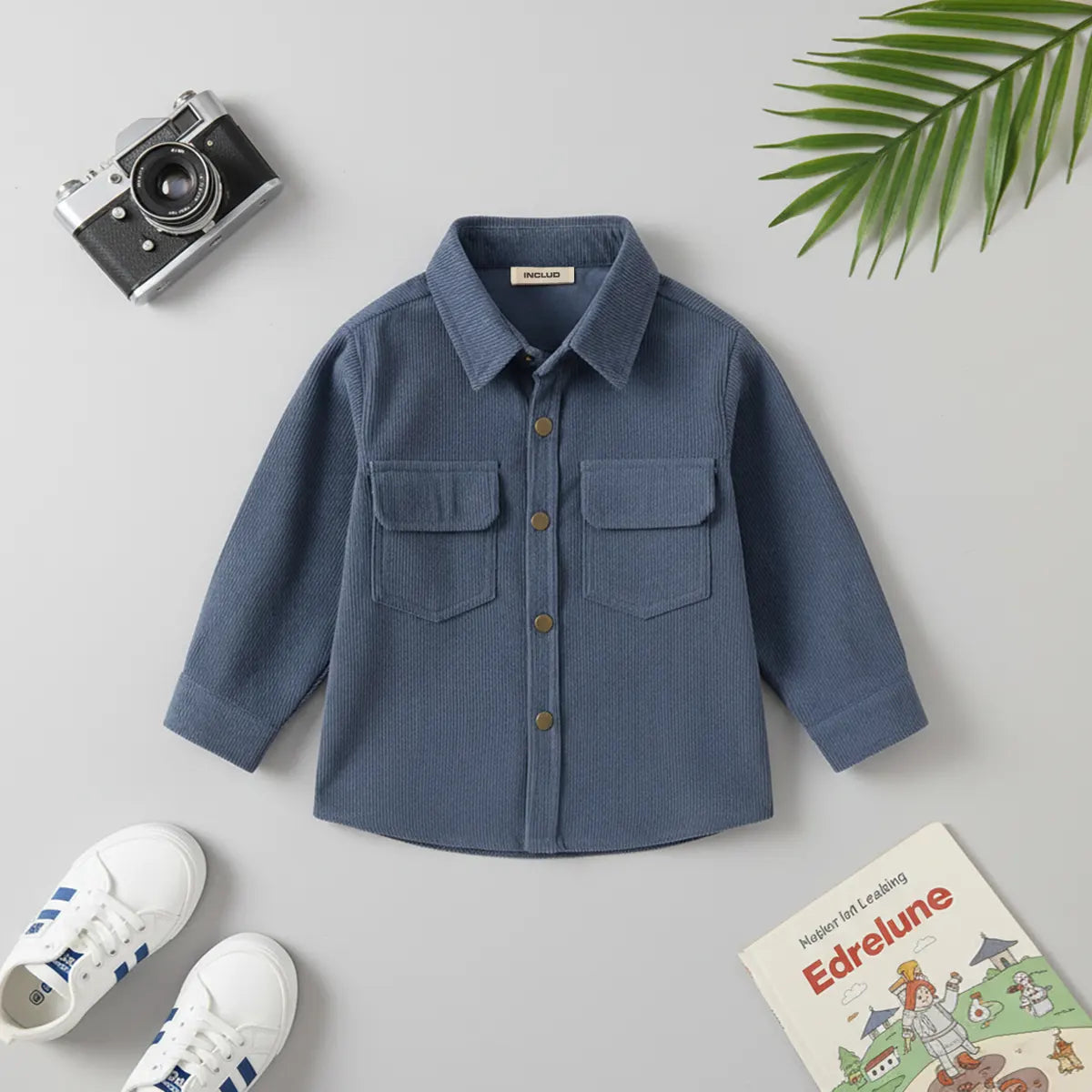 Boys Blue Corduroy Long Sleeves Shirts Shirts Blue 1-2 Y