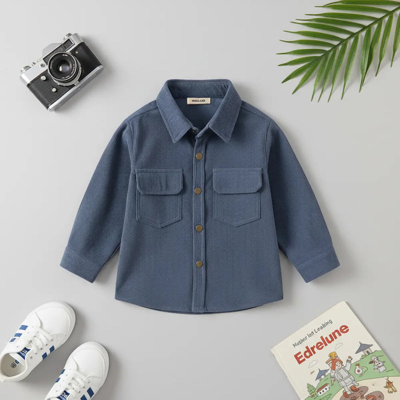 Boys Blue Corduroy Long Sleeves Shirts Shirts Blue 1-2 Y