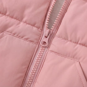 Girls Pink Bear Ear On Hood Quilted Zip-up Jacket Coats & Jackets