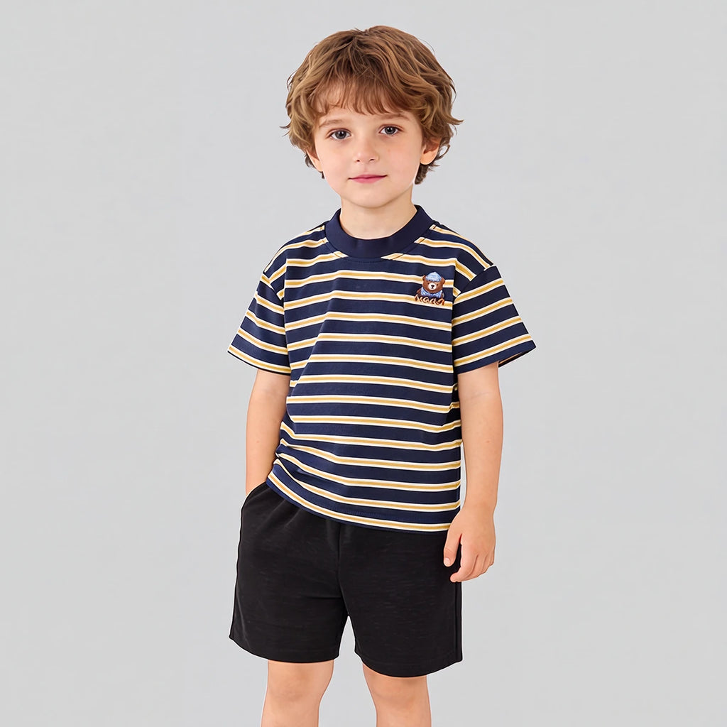 Boys Navy Striped Short Sleeve T-Shirt With Shorts Sets 2 pc. Sets