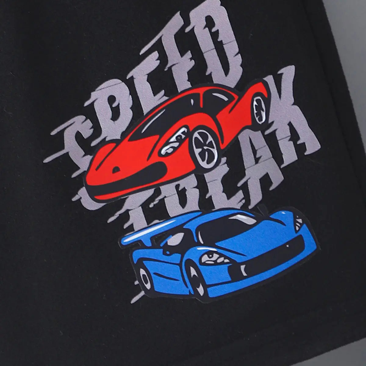 Boys White Car Printed Short Sleeves T-Shirt With Shorts Set Sets