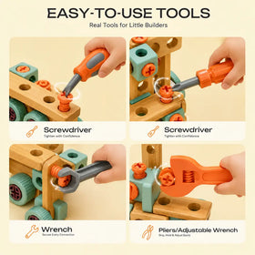 Kids Tool Box Toy Set - 120 Piece STEM Building Kit with Tools and Storage Case Trending Accessories