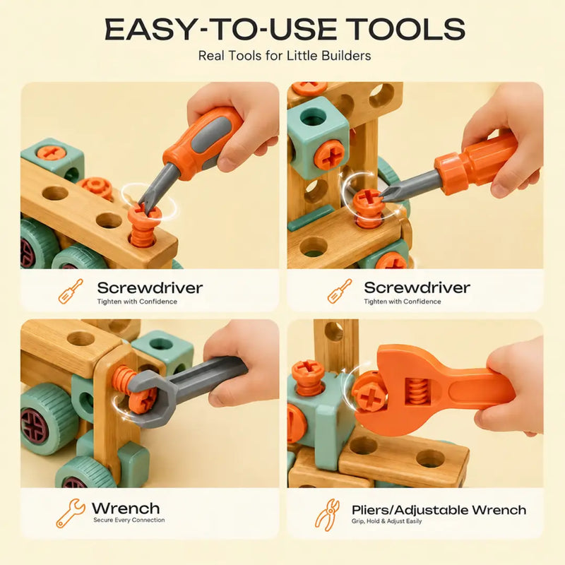 Kids Tool Box Toy Set - 120 Piece STEM Building Kit with Tools and Storage Case Trending Accessories