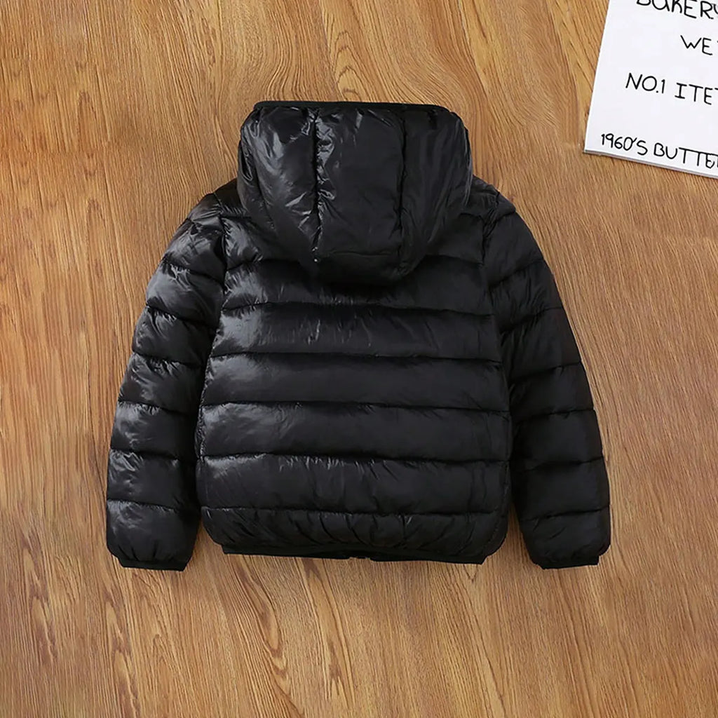 Boys Black Hooded Zip-up Puffer Jacket Coats & Jackets